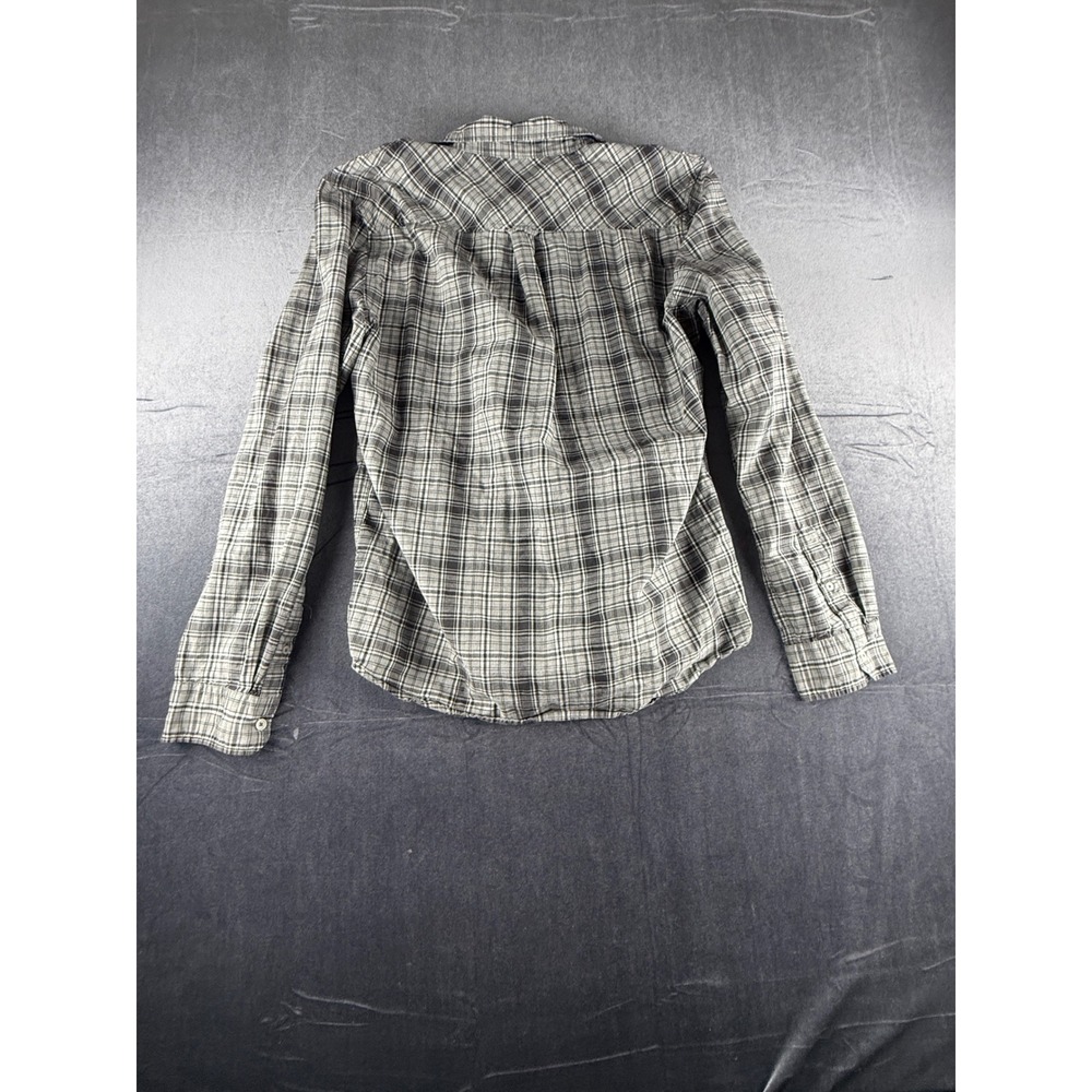 Warp & Weft Mens Grey Plaid Long Sleeve Button Down Cotton Shirt Size L - Picture 2 of 10